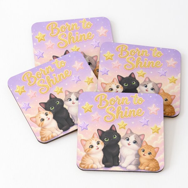 Item preview, Born to Shine – 4 Cats & 7 Stars designed and sold by Cartoon art with a purpose ❤️ Supporting Althea’s friends .