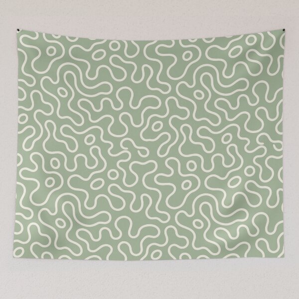 Aperçu de l'œuvre Motif abstrait de lignes ondulées vert sauge créée et vendue par teeperfect.