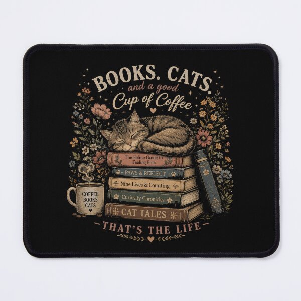Item preview, Books Cats and Coffee - Sleeping Cat Book Lover designed and sold by GenZFashion000.