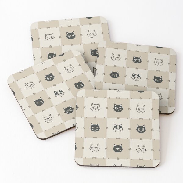Item preview, Cute Cat Checkerboard Pattern – Minimal Kawaii Kitty Design designed and sold by IMuDesigner.