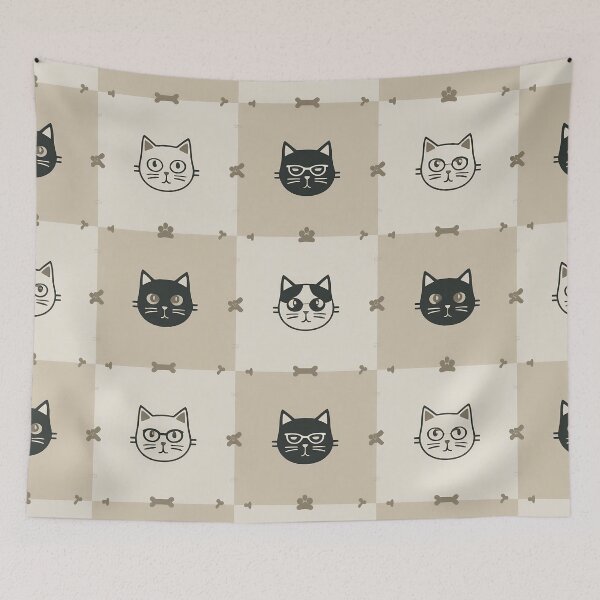 Item preview, Cute Cat Checkerboard Pattern – Minimal Kawaii Kitty Design designed and sold by IMuDesigner.