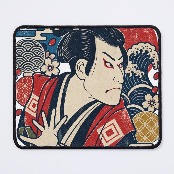 Item preview, Vintage Japanese Kabuki Warrior – Ukiyo-e Inspired Retro Graphic designed and sold by アミヤジャ.