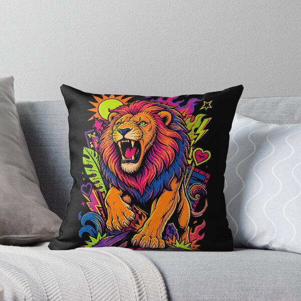 Item preview, Psychedelic Neon Roaring Lion King Pop Art designed and sold by Skyrocketz.