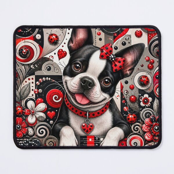 Item preview, Playful Boston Terrier Dog with Ladybugs designed and sold by Wags & Tails.