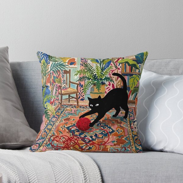 Item preview, Playful Black Cat Chasing Yarn Ball Matisse Style Wall Art designed and sold by DuckOddity.