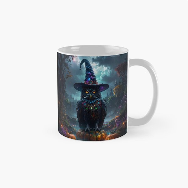 Item preview, Epic wizard owl with glowing Halloween pumpkins designed and sold by Mystic-Art-2.