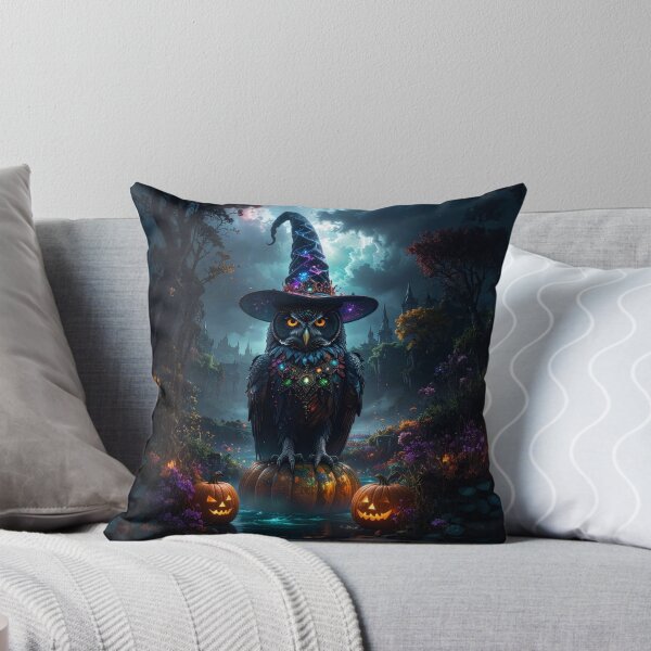 Item preview, Epic wizard owl with glowing Halloween pumpkins designed and sold by Mystic-Art-2.