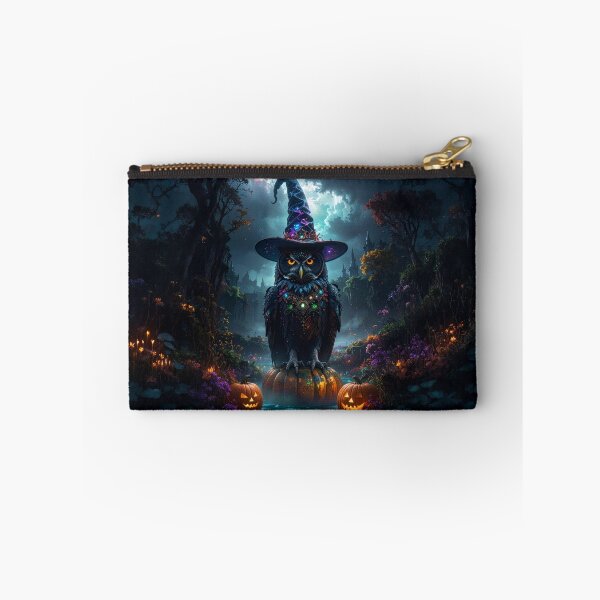 Item preview, Epic wizard owl with glowing Halloween pumpkins designed and sold by Mystic-Art-2.