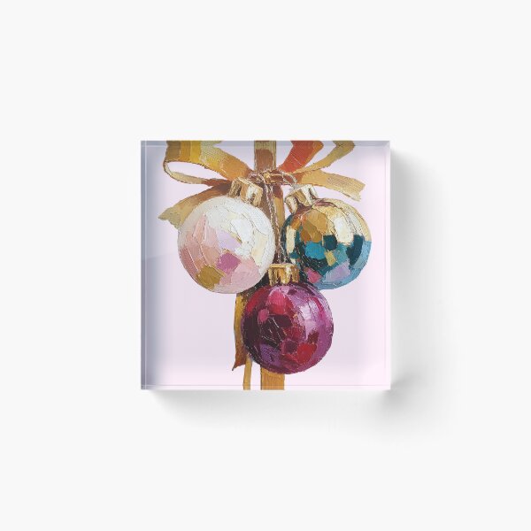 Item preview, Colorful Impasto Christmas Ornaments and Golden Ribbon designed and sold by colorful-white.