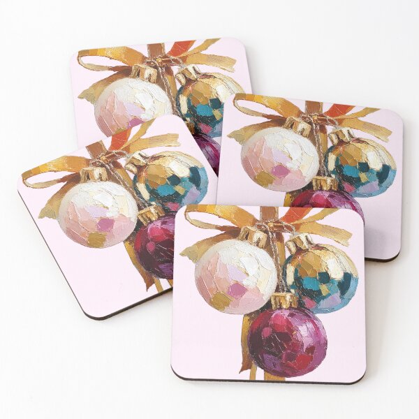 Item preview, Colorful Impasto Christmas Ornaments and Golden Ribbon designed and sold by colorful-white.