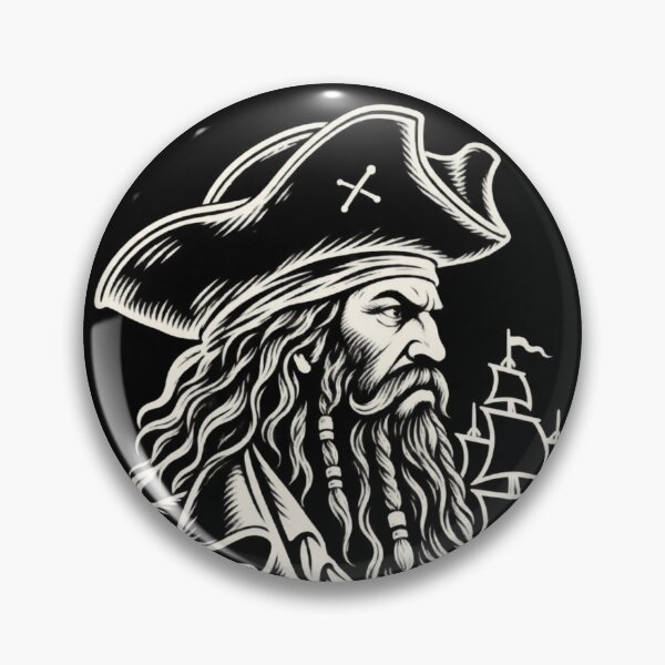 Item preview, Blackbeard the pirate - line art designed and sold by TY-Cat-Tees.