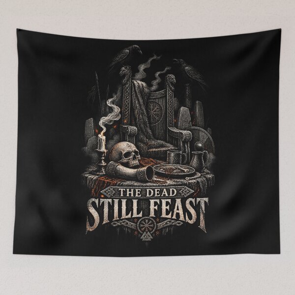 Item preview, The Dead Still Feast – Viking Afterlife Norse Feast Raven Skull Design designed and sold by R3XFORGE.
