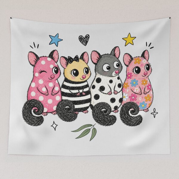 Item preview, Possum Squad Cute Pink Ringtail Possum Friends Colorful Polka Dot designed and sold by Yellowriversss.