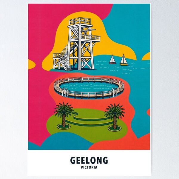 Item preview, Geelong Eastern Beach Sea Baths and Corio Bay designed and sold by Print My Town.