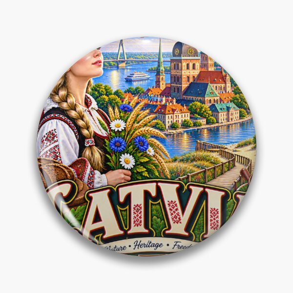 Item preview, Latvia Travel Sticker | Riga Old Town Jurmala Gull & Baltic Badge designed and sold by alexcorporation.