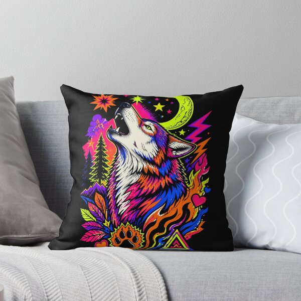Item preview, Psychedelic Neon Howling Wolf Pop Art designed and sold by Skyrocketz.