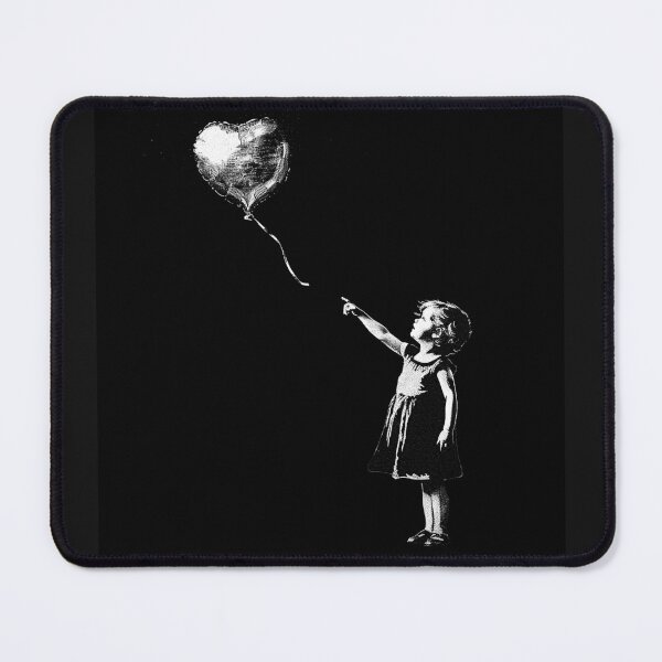 Item preview, Girl Reaching for Heart Balloon Black and White Hope Love Street Art Design designed and sold by inkoutninja.