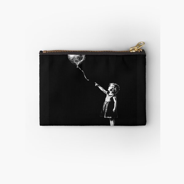 Item preview, Girl Reaching for Heart Balloon Black and White Hope Love Street Art Design designed and sold by inkoutninja.