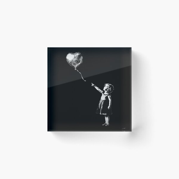 Item preview, Girl Reaching for Heart Balloon Black and White Hope Love Street Art Design designed and sold by inkoutninja.