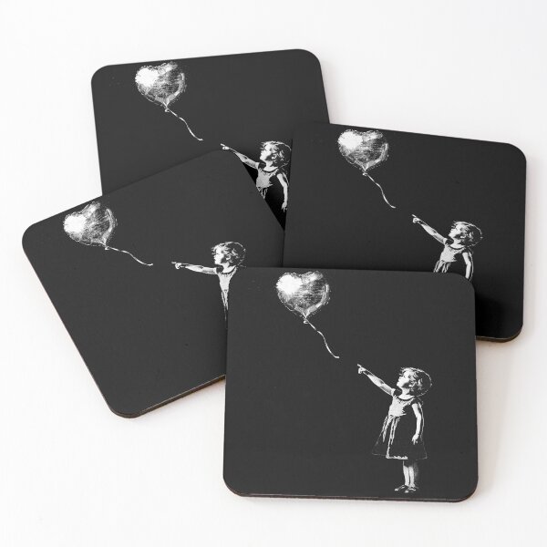 Item preview, Girl Reaching for Heart Balloon Black and White Hope Love Street Art Design designed and sold by inkoutninja.