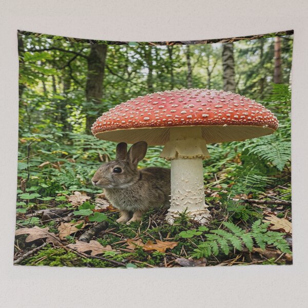 Item preview, A Realistic Rabbit Sheltered Under Giant Mushroom designed and sold by Solomon-Ent-144.