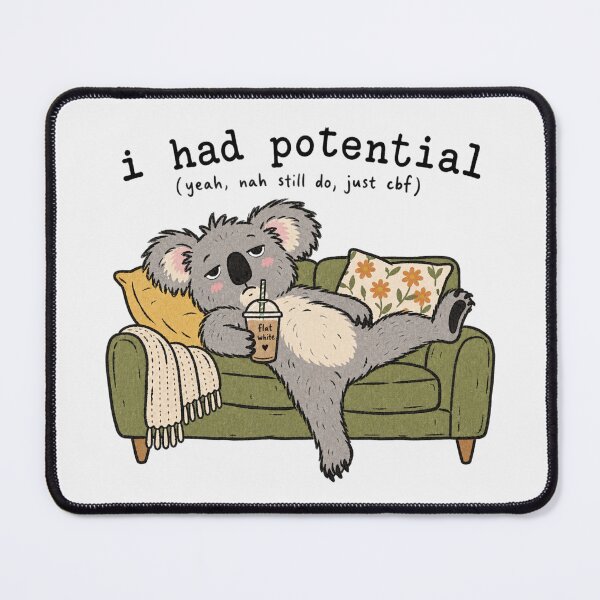 Item preview, Lazy Koala Flat White Aussie Cozy Koala On Couch Drinking Flat designed and sold by Yellowriversss.