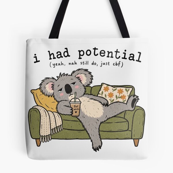 Item preview, Lazy Koala Flat White Aussie Cozy Koala On Couch Drinking Flat designed and sold by Yellowriversss.