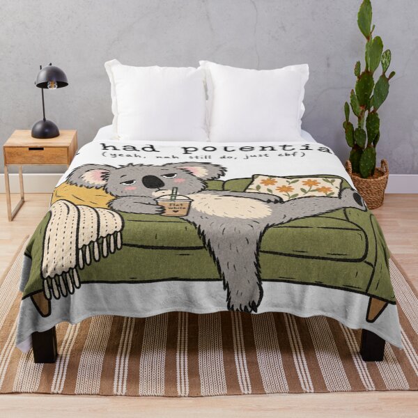 Item preview, Lazy Koala Flat White Aussie Cozy Koala On Couch Drinking Flat designed and sold by Yellowriversss.