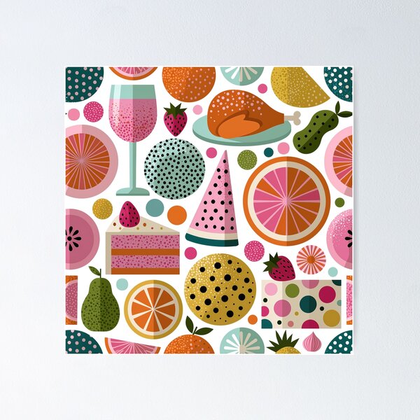 Item preview, Colorful Geometric Food and Dessert Pattern designed and sold by colorful-white.