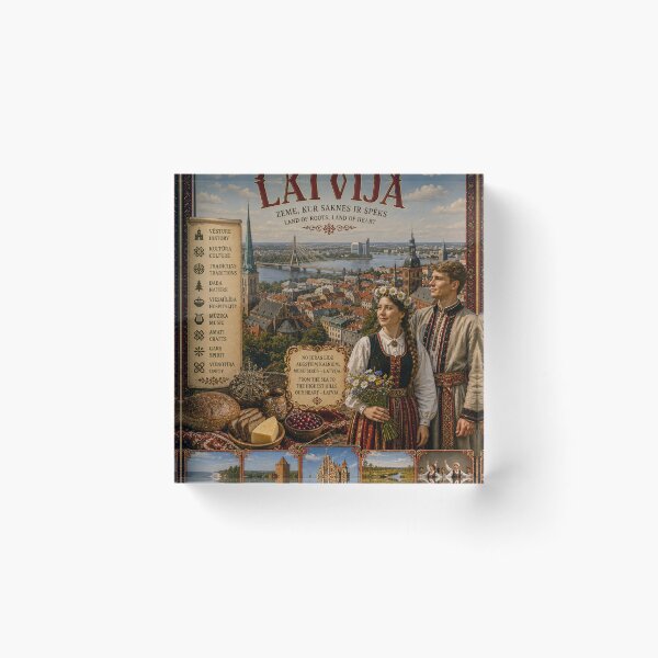 Item preview, Latvia Travel Poster | Riga Skyline Turaida Castle & Baltic Coast designed and sold by alexcorporation.