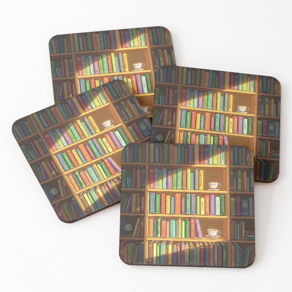 Item preview, Sunlit Library Bookshelves Warm Bookish Aesthetic Illustration designed and sold by Artemis & Woven Collective.