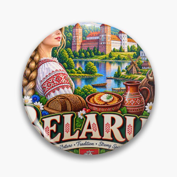 Item preview, Belarus Travel Sticker | Pahonia Shield Bison Stork & Craft Badge designed and sold by alexcorporation.