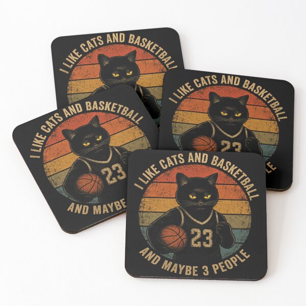 Item preview, I Like Cats And Basketball And Maybe 3 People Funny Introvert Cat Lover Basketball Fan designed and sold by SkeletonsDanger.