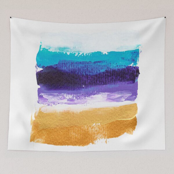 Item preview, Modern gold foil turquoise purple acrylic abstract brushstrokes painting by Girly Trend designed and sold by GirlyTrend.