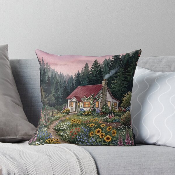 Item preview, Enchanted Cottage In Wildflower Meadow Watercolor Cottagecore designed and sold by Artemis & Woven Collective.