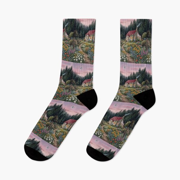 Item preview, Enchanted Cottage In Wildflower Meadow Watercolor Cottagecore designed and sold by Artemis & Woven Collective.