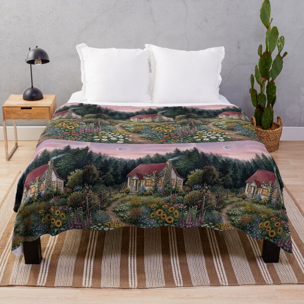 Item preview, Enchanted Cottage In Wildflower Meadow Watercolor Cottagecore designed and sold by Artemis & Woven Collective.