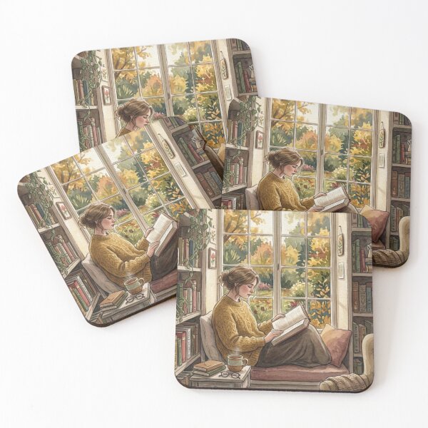 Item preview, Cozy Watercolor Reading Nook Book Lovers Autumn Aesthetic designed and sold by Artemis & Woven Collective.