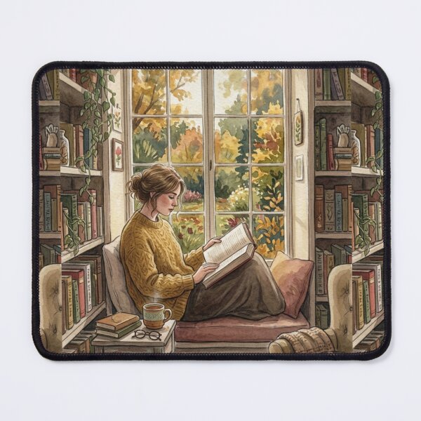Item preview, Cozy Watercolor Reading Nook Book Lovers Autumn Aesthetic designed and sold by Artemis & Woven Collective.