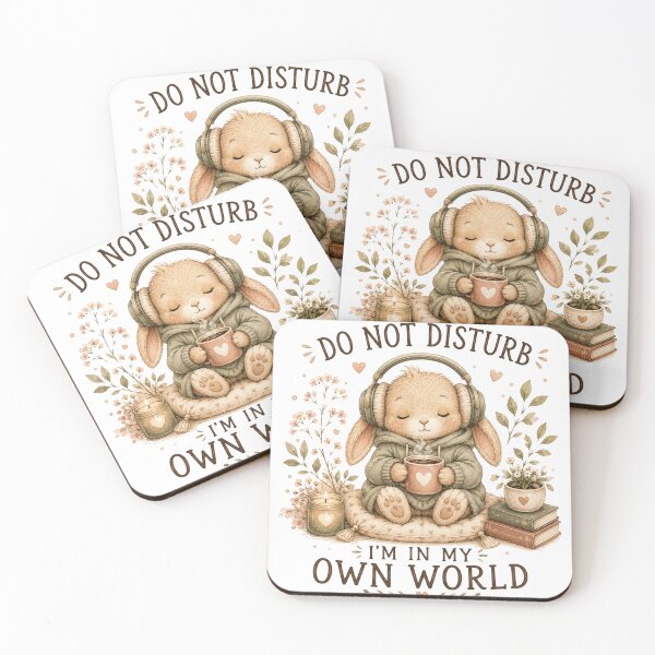 Item preview, Do Not Disturb – I’m in My Own World | Cute Cozy Bunny with Headphones designed and sold by DreamyBrushArt.