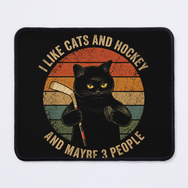 Item preview, I Like Cats And Hockey And Maybe 3 People Introvert Cat Lover Hockey Humor designed and sold by SkeletonsDanger.