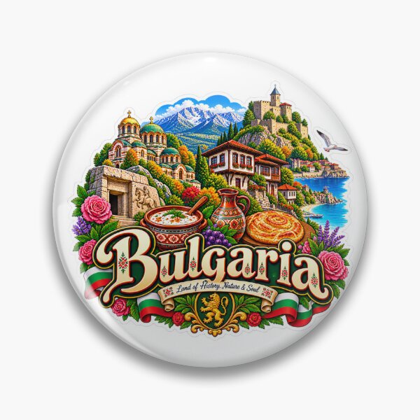 Item preview, Bulgaria Travel Sticker | Sofia Monastery Lion Emblem Rose & Folk Art designed and sold by alexcorporation.