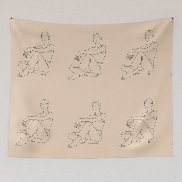 Item preview, Minimalist Line Art Seated Woman Aesthetic Minimalist Drawing designed and sold by Artemis & Woven Collective.