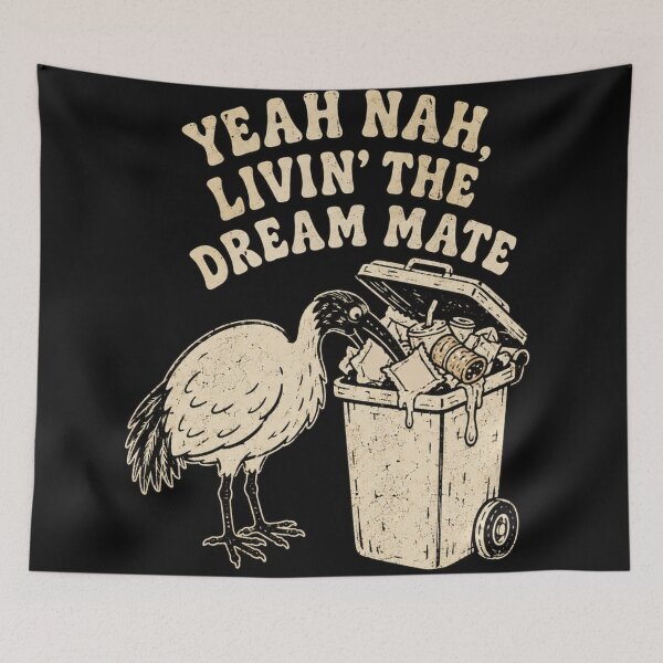 Item preview, Yeah Nah Livin The Dream Mate Funny Bin Chicken Ibis Bird Aussie Slag designed and sold by Yellowriversss.
