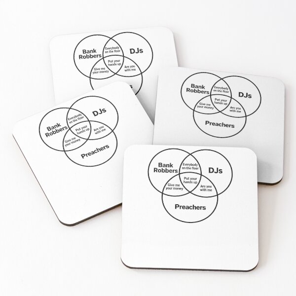 Item preview, Funny Djs Preachers & Bank Robbers Venn Diagram Art designed and sold by elderberry.