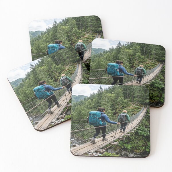 Item preview, Two Female Backpackers Crossing High Wooden Suspension Bridge designed and sold by Solomon-Ent-144.