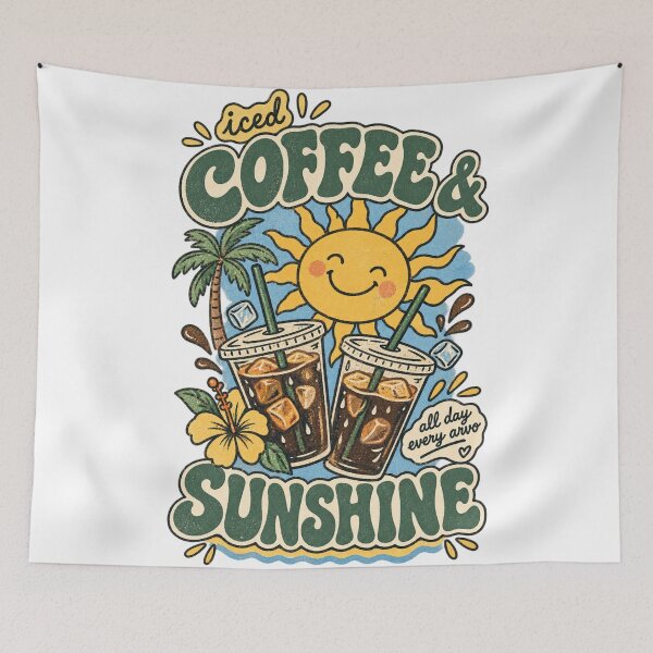 Item preview, Iced Coffee And Sunshine All Day Every Arvo Funny Australian Retro Summer Groovy designed and sold by Yellowriversss.