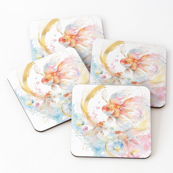 Item preview, Golden Koi Dream — Ethereal Japanese Watercolor Art designed and sold by アミヤジャ.