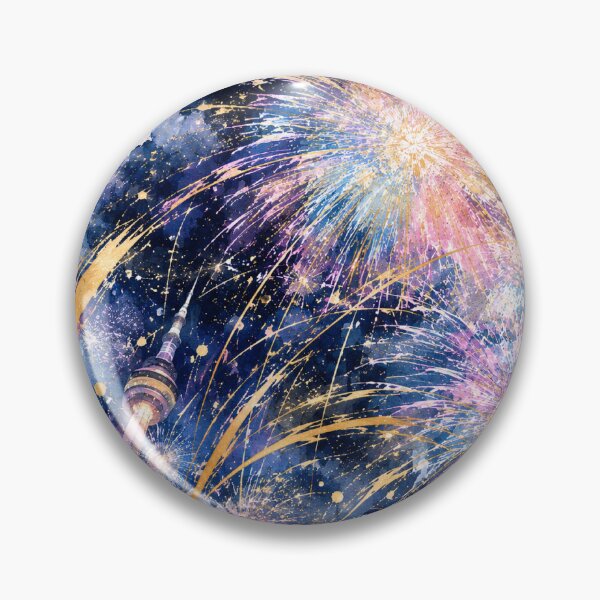 Item preview, Midnight Fireworks — Japanese Summer Watercolor Art designed and sold by アミヤジャ.
