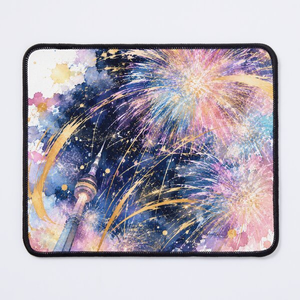 Item preview, Midnight Fireworks — Japanese Summer Watercolor Art designed and sold by アミヤジャ.